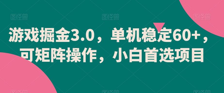 游戏掘金3.0，单机稳定60+，可矩阵操作，小白首选项目【揭秘】-源码天堂