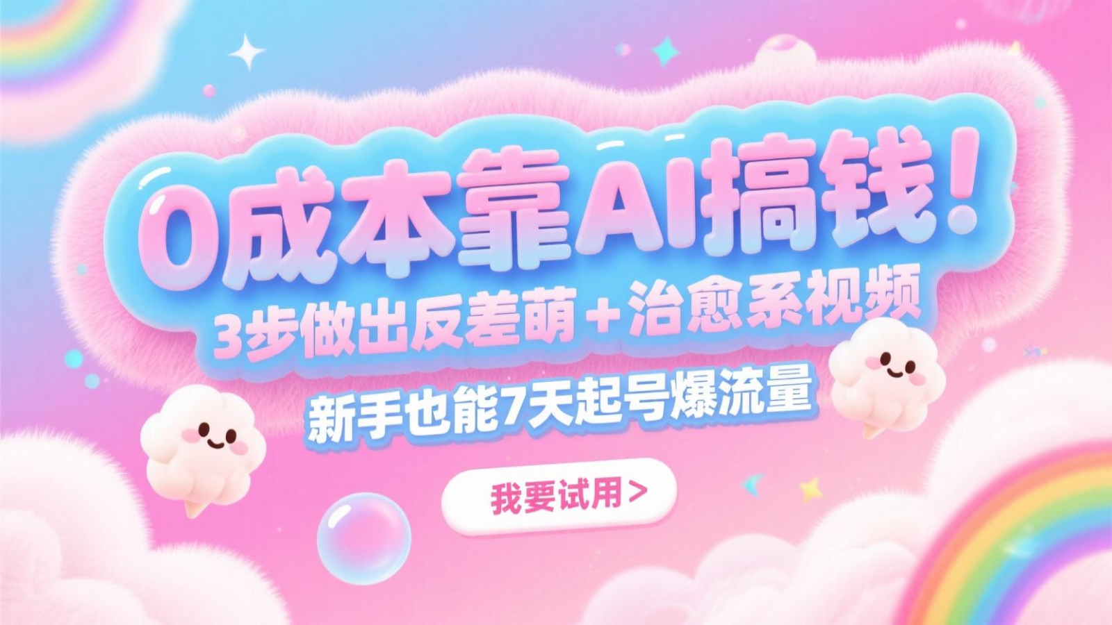 0成本靠AI搞钱！3步做出反差萌+治愈系视频，新手也能7天起号爆流量，月入5位数-源码天堂