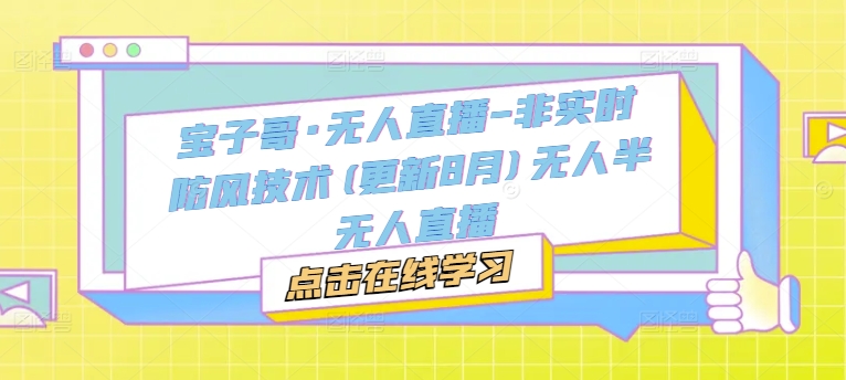 宝子哥·无人直播-非实时防风技术(更新25年6月)无人半无人直播-源码天堂