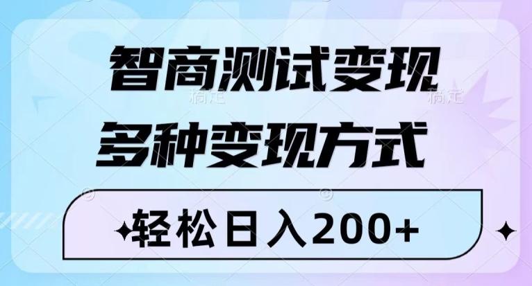智商测试变现，轻松日入200+，几分钟一个视频，多种变现方式-源码天堂
