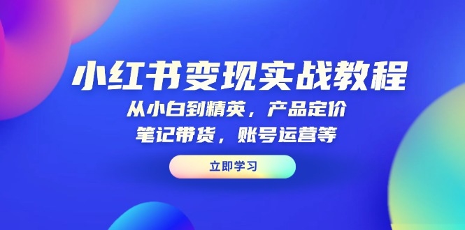 小红书变现实战教程：从小白到精英，产品定价，笔记带货，账号运营等-源码天堂
