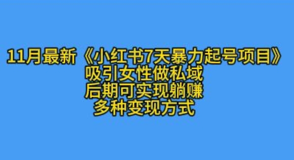 K总部落11月最新小红书7天暴力起号项目，吸引女性做私域【揭秘】-源码天堂