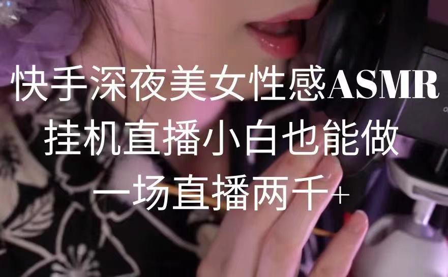 快手深夜美女性感ASMR挂机直播，小白也能做，一场直播两千+-源码天堂