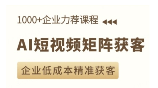 AI短视频矩阵获客实操课，企业低成本精准获客-源码天堂