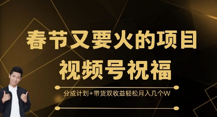 春节又要火的项目视频号祝福，分成计划+带货双收益，轻松月入几个W【揭秘】-源码天堂