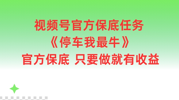 视频号官方保底任务，停车我最牛，官方保底只要做就有收益【揭秘】-源码天堂