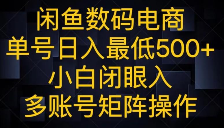 闲鱼数码电商，单号日入最低500+，小白闭眼入，多账号矩阵操作-源码天堂