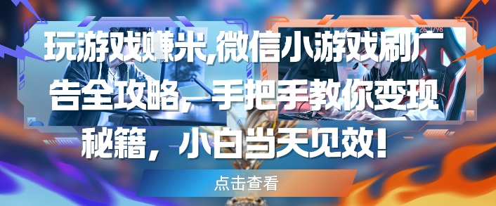 玩游戏挣米，微信小游戏刷广告全攻略，手把手教你变现秘籍，小白当天见效-源码天堂