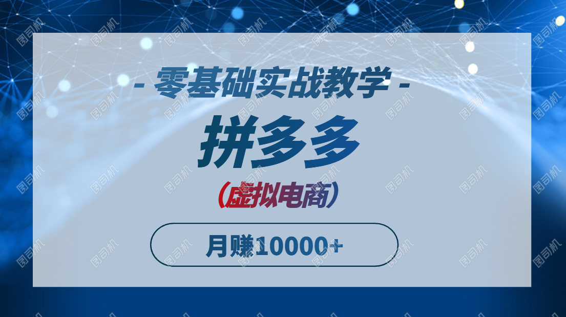 拼多多虚拟电商，零基础实战教学，快速打爆商品，新手也能月入10000+-源码天堂