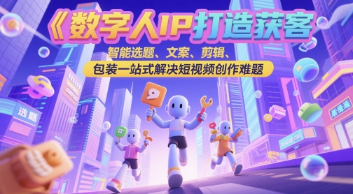 数字人IP打造获客变现实操课，智能选题、文案、剪辑、包装一站式解决短视频创作难题-源码天堂