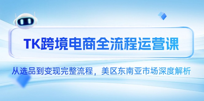 TK跨境电商全流程运营课，从选品到变现完整流程，美区东南亚市场深度解析-源码天堂