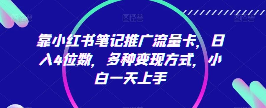 靠小红书笔记推广流量卡，日入4位数，多种变现方式，小白一天上手-源码天堂