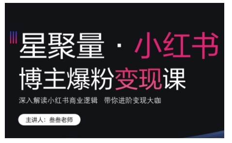 小红书博主爆粉变现课，深入解读小红书商业逻辑，带你进阶变现大咖-源码天堂