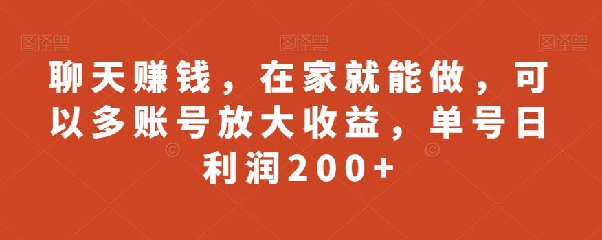 聊天赚钱，在家就能做，可以多账号放大收益，单号日利润200+-源码天堂