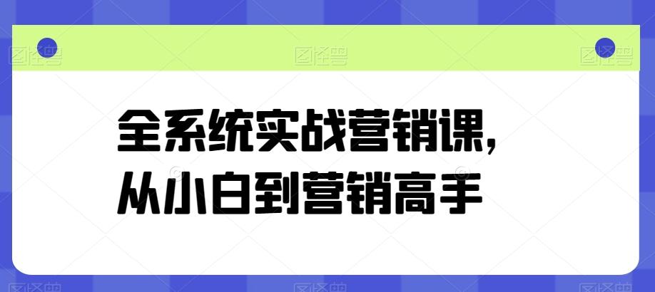 全系统实战营销课，从小白到营销高手-源码天堂