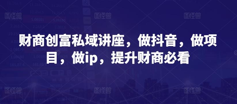 财商创富私域讲座，做抖音，做项目，做ip，提升财商必看-源码天堂