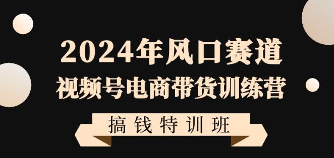 2024年风口赛道视频号电商带货训练营搞钱特训班，带领大家快速入局自媒体电商带货-源码天堂
