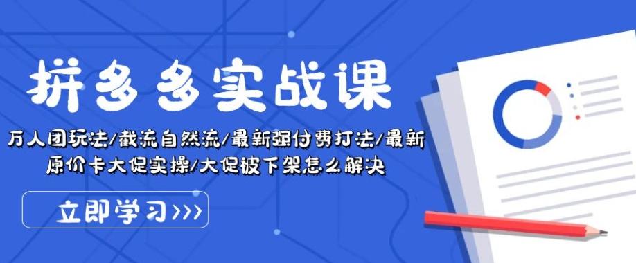 拼多多实战课：万人团玩法/截流自然流/最新强付费打法/最新原价卡大促..-源码天堂
