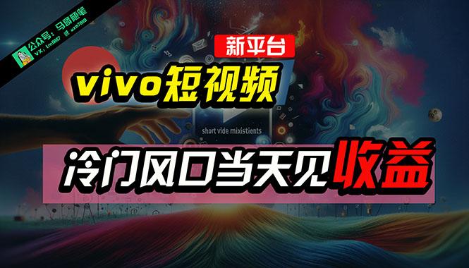全新平台vivo短视频，新风口AI混剪无脑搬运，冷门风口当天见收益，7天…-源码天堂