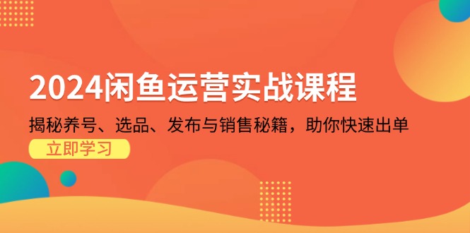 2024闲鱼运营实战课程：揭秘养号、选品、发布与销售秘籍，助你快速出单-源码天堂