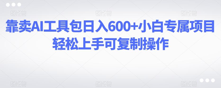 靠卖AI工具包日入600+小白专属项目轻松上手可复制操作-源码天堂