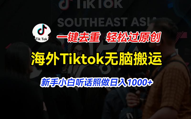 海外Tiktok短视频无脑搬运，一键去重轻松过原创，新手小白听话照做日入…-源码天堂