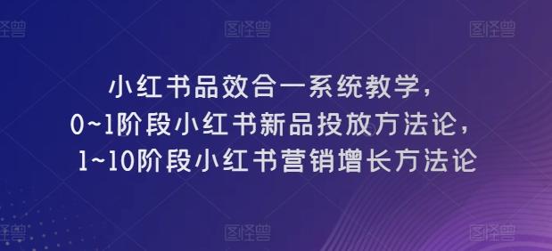 小红书品效合一系统教学，​0~1阶段小红书新品投放方法论，​1~10阶段小红书营销增长方法论-源码天堂