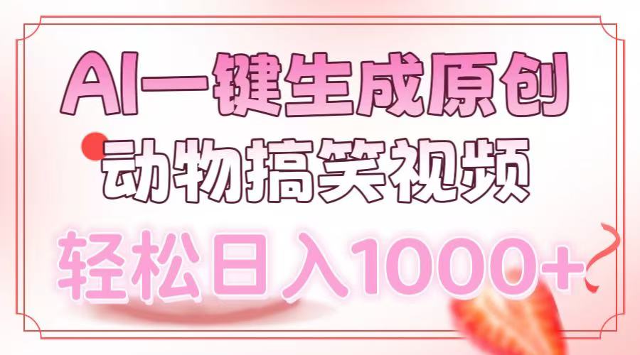 AI一键生成原创动物搞笑视频，轻松日入1000+-源码天堂
