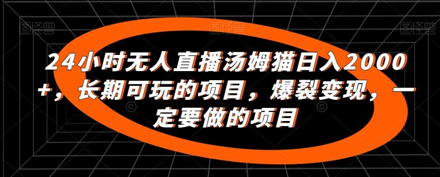 24小时无人直播汤姆猫日入2000+，长期可玩的项目，爆裂变现，一定要做的项目【揭秘】-源码天堂