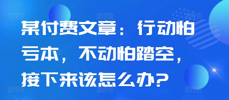 某付费文章：行动怕亏本，不动怕踏空，接下来该怎么办?-源码天堂