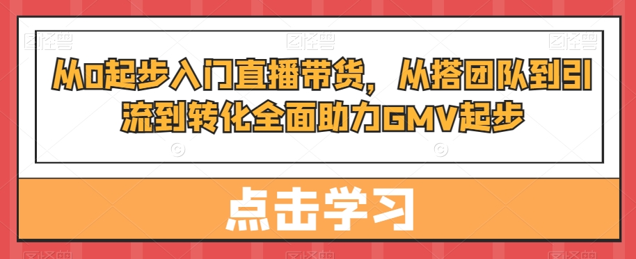 从0起步入门直播带货，​从搭团队到引流到转化全面助力GMV起步-源码天堂