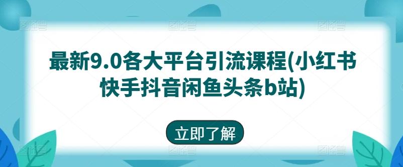 最新9.0各大平台引流课程(小红书快手抖音闲鱼头条b站)-源码天堂
