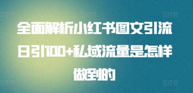 全面解析小红书图文引流日引100+私域流量是怎样做到的【揭秘】-源码天堂
