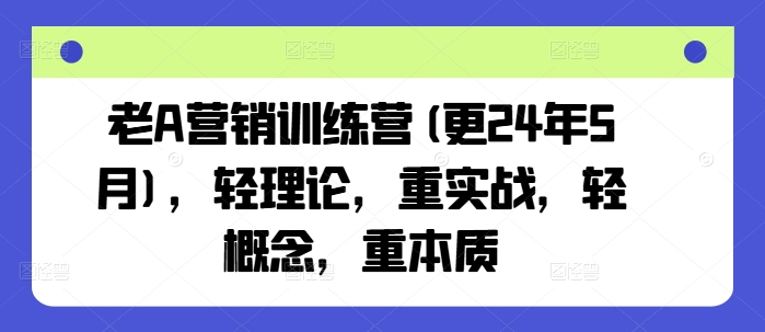 老A营销训练营(更24年8月)，轻理论，重实战，轻概念，重本质-源码天堂