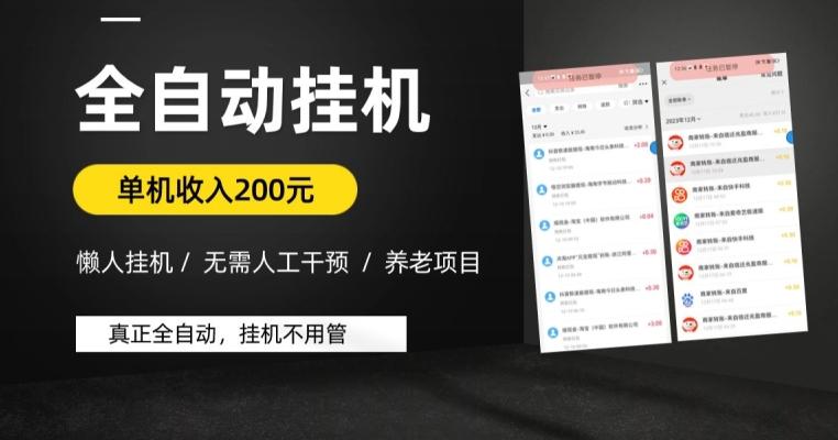 懒人挂机养老项目，全自动挂机无需人工看管，单机收入200元，可批量-源码天堂