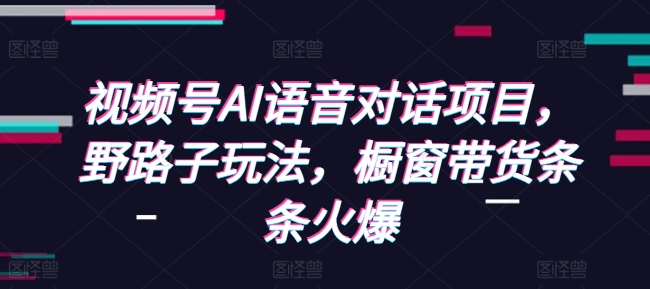 视频号AI语音对话项目，野路子玩法，橱窗带货条条火爆-源码天堂