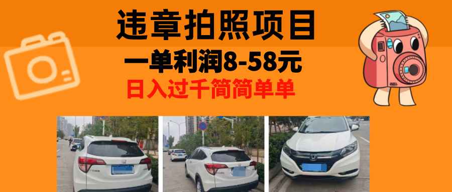 最强副业，违章拍照，一单利润8-58元，全国大小城市都可做-源码天堂