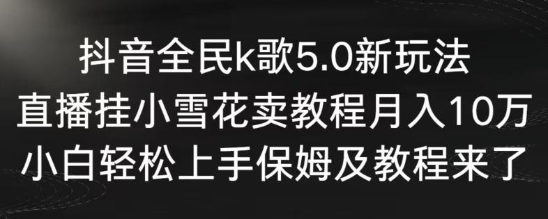 抖音全民k歌5.0新玩法，直播挂小雪花卖教程月入10万，小白轻松上手，保姆及教程来了【揭秘】-源码天堂