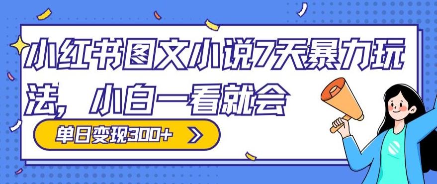 小红书图文小说7天暴力玩法，小白一看就会，单日变现300+-源码天堂