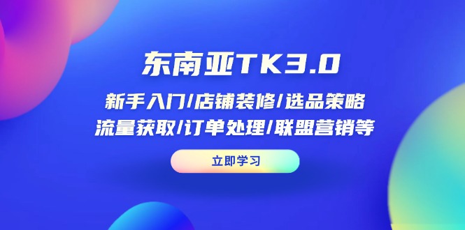 （14208期）东南亚TK3.0：新手入门/店铺装修/选品策略/流量获取/订单处理/联盟营销等-源码天堂
