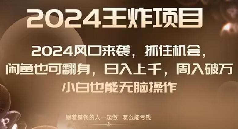 2024风口项目来袭，抓住机会，闲鱼也可翻身，日入上千，周入破万，小白也能无脑操作-源码天堂