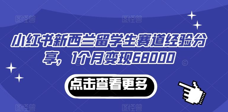 小红书新西兰留学生赛道经验分享，1个月变现68000【揭秘】-源码天堂
