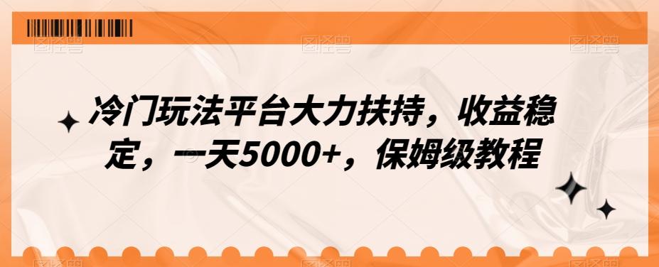 冷门玩法平台大力扶持，收益稳定，一天5000+，保姆级教程（附抖音7天起号法）-源码天堂