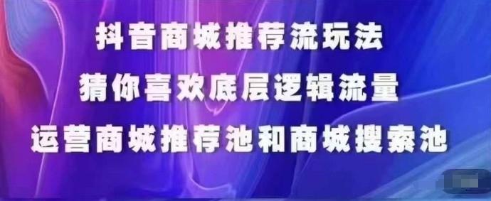 抖音商城运营课程，猜你喜欢入池商城搜索商城推荐人群标签覆盖-源码天堂