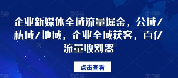 企业新媒体全域流量掘金，公域/私域/地域，企业全域获客，百亿流量收割器-源码天堂