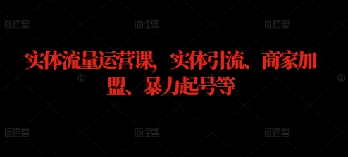 实体流量运营课，实体引流、商家加盟、暴力起号等-源码天堂