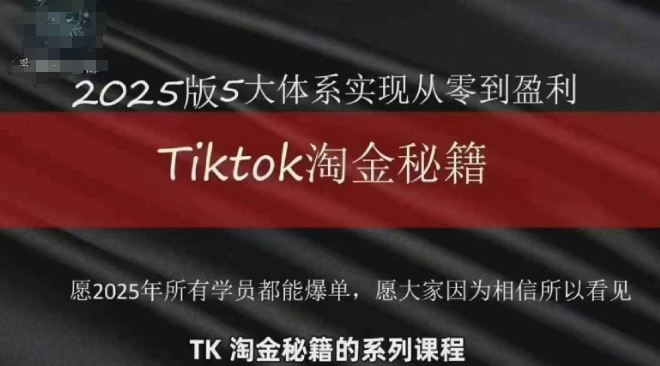 TikTok跨境2025淘金秘籍，​2025TikTok从0到盈利变现-源码天堂