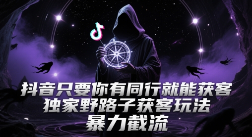 抖音只要你有同行就能获客，独家野路子获客玩法，暴力截流【揭秘】-源码天堂