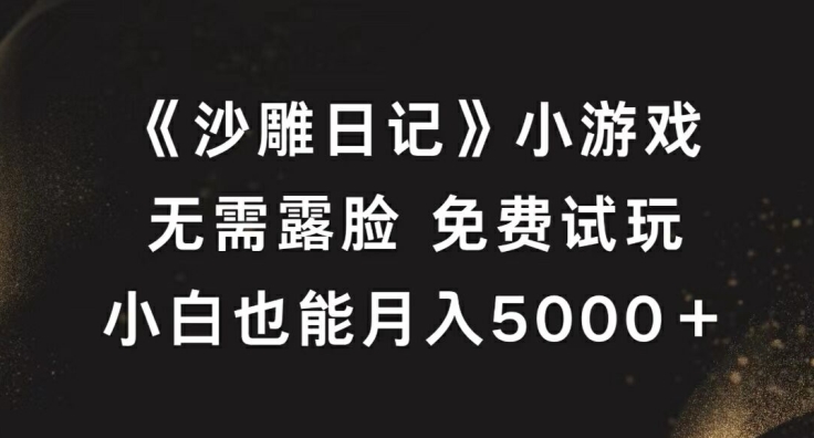 《沙雕日记》小游戏，无需露脸免费试玩，小白也能月入5000+【揭秘】-源码天堂