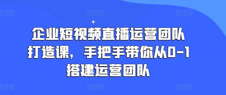 企业短视频直播运营团队打造课，手把手带你从0-1搭建运营团队-源码天堂